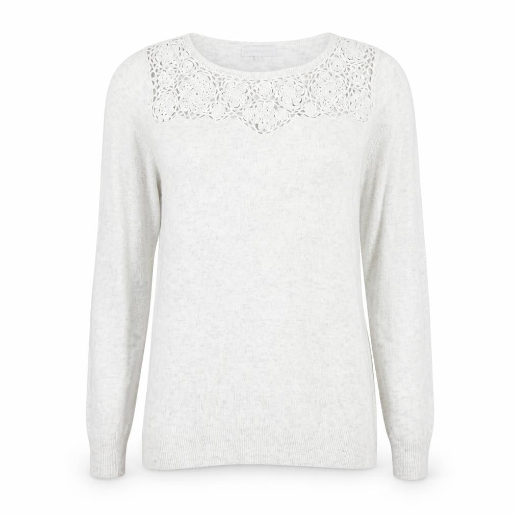 Rocha John Rocha Women Ivory Size 12 Lace Detail Long Sleeve Jumper