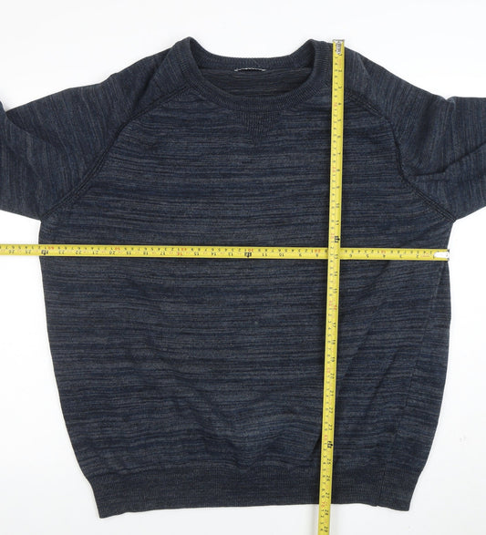 EASY Men's Blue XL Cotton Blend Crew Neck Pullover Jumper