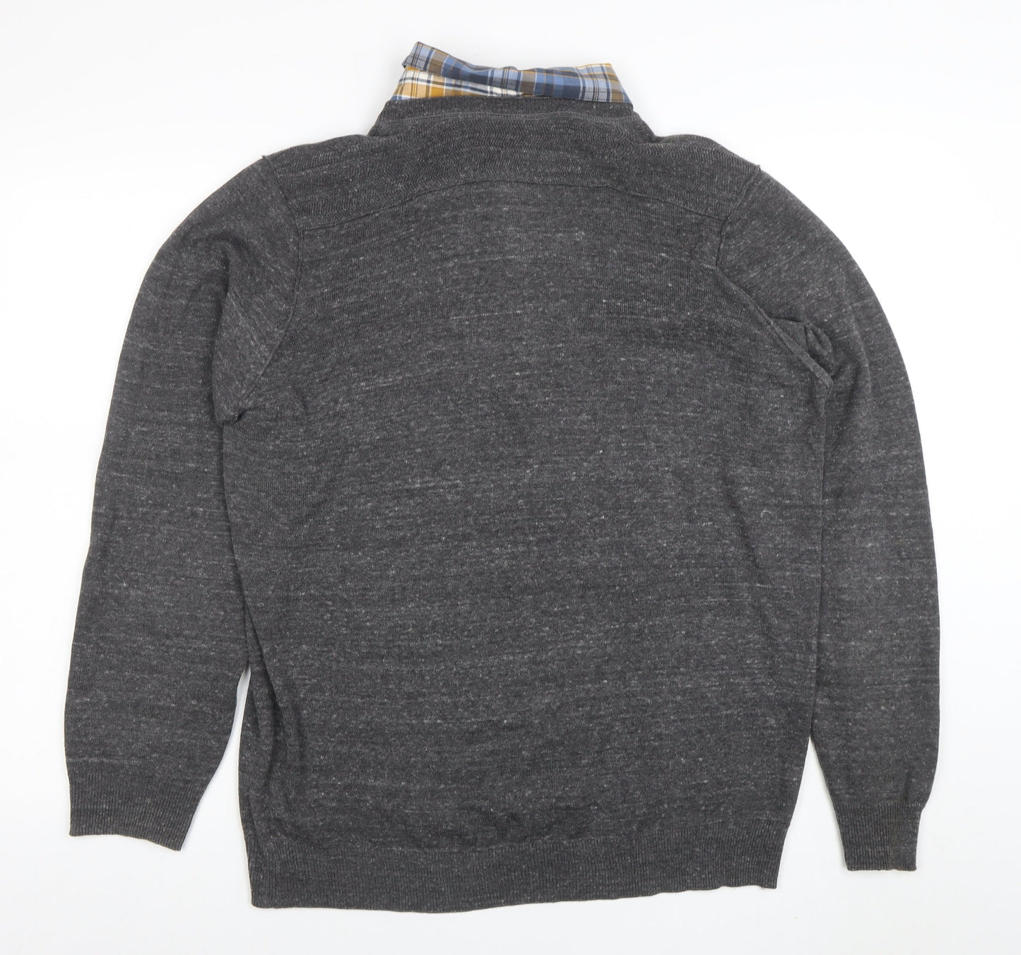 Marks and Spencer North Coast Grey Knit Long Sleeve Collared Polo L