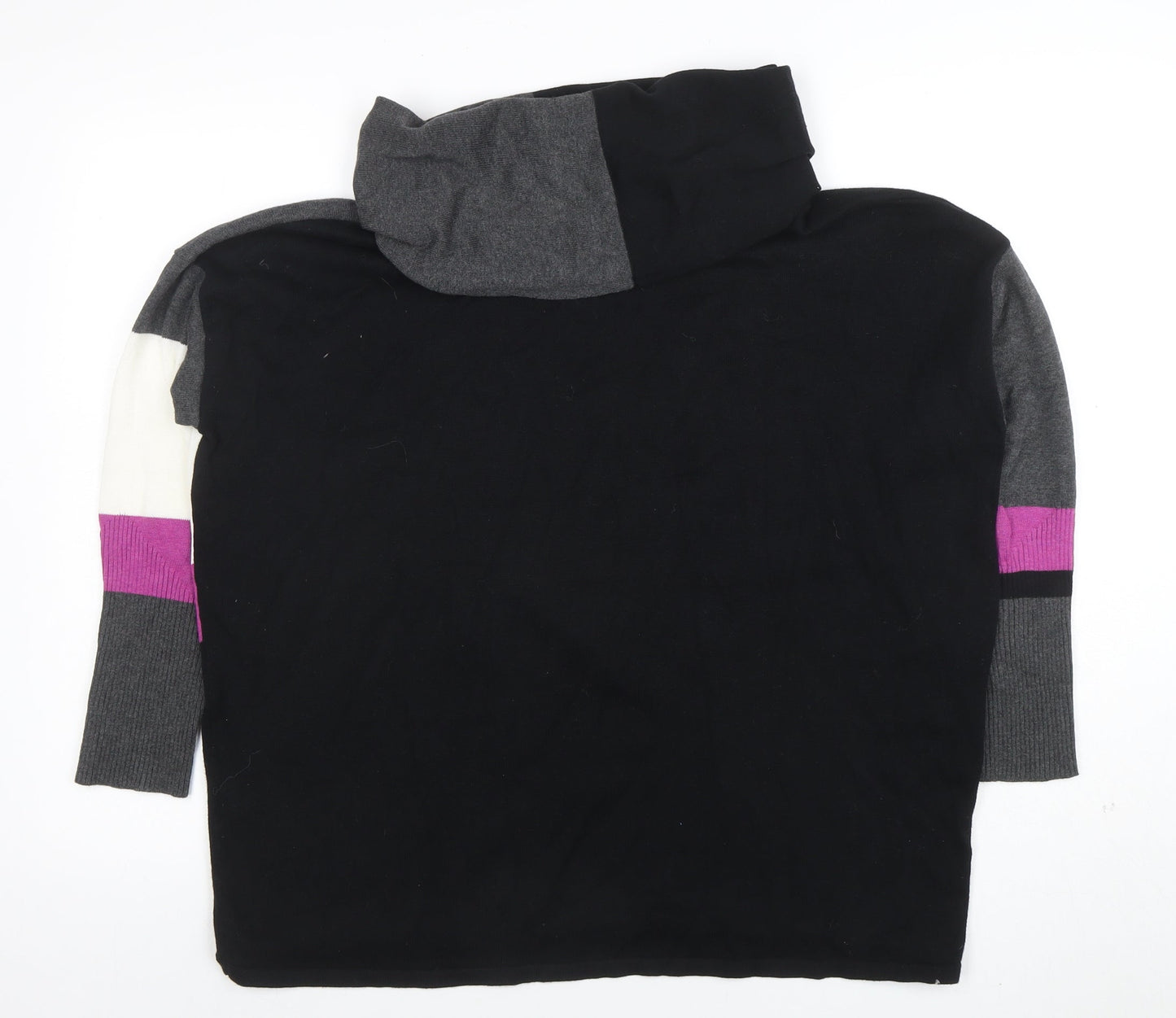 Marble Womens Black Colour Block Cowl Neck Cotton Jumper Size 12