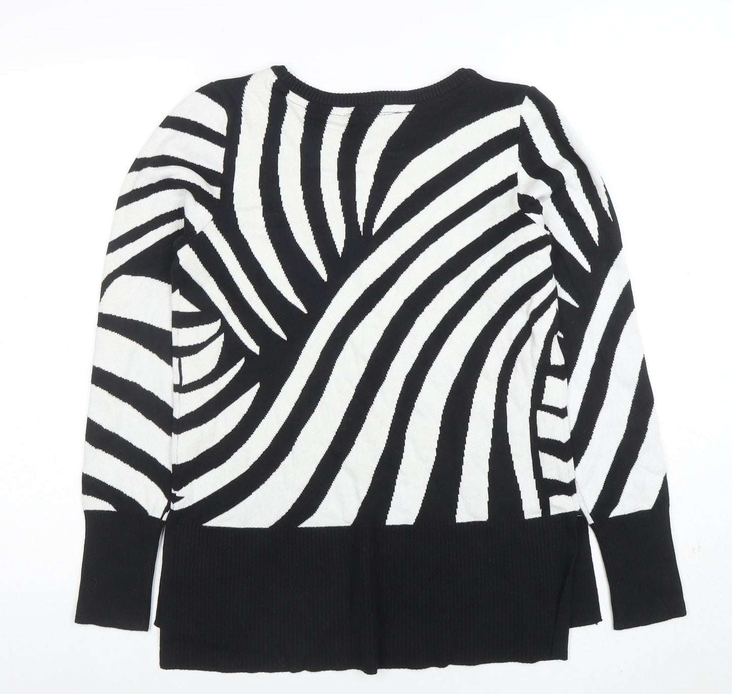 bpc Selection Women’s Black White Jumper Zebra Print Long Sleeve Size S
