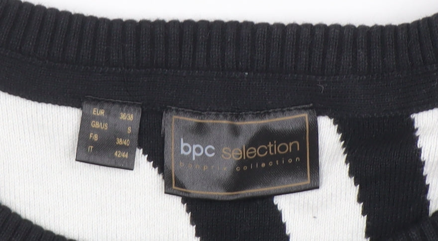 bpc Selection Women’s Black White Jumper Zebra Print Long Sleeve Size S
