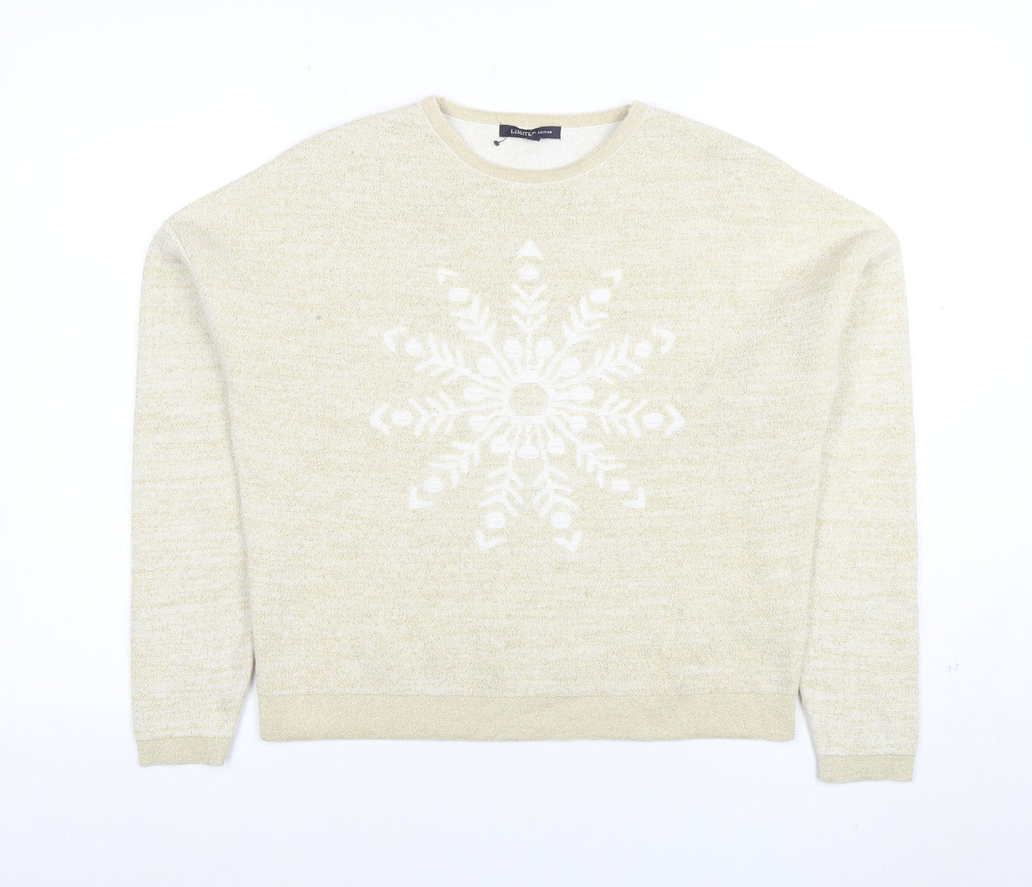 Limited Edition Women's Beige Size 10 Winter Snowflake Knit Jumper