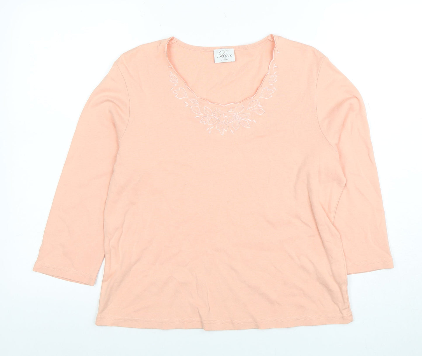 Eastex Women's Pink 3/4 Sleeve Cotton Embroidered Top Size L
