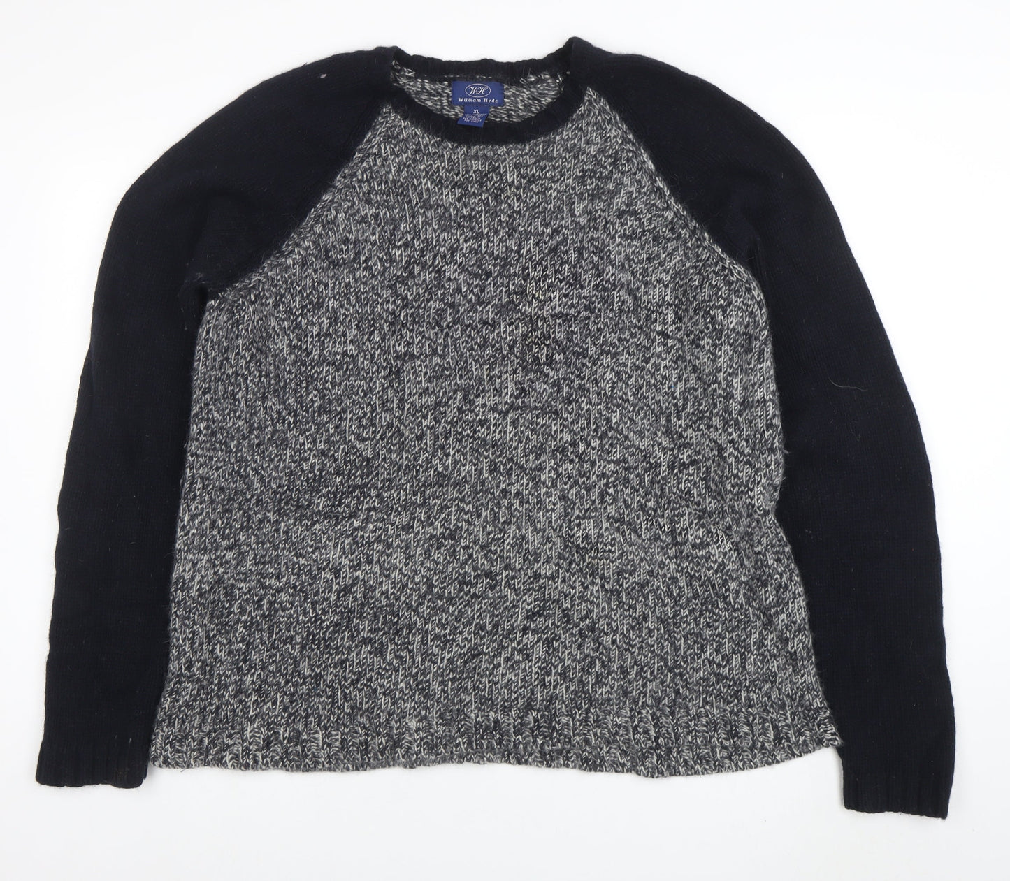 William Hyde Men's Grey XL Crew Neck Lambswool Angora Jumper