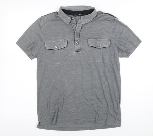 Express Design Studio Men's Grey Short Sleeve Polo Shirt Size S