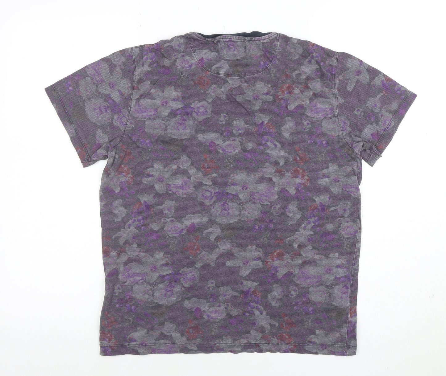 Ted Baker Men's Grey Floral Cotton Crew Neck T-Shirt Size L