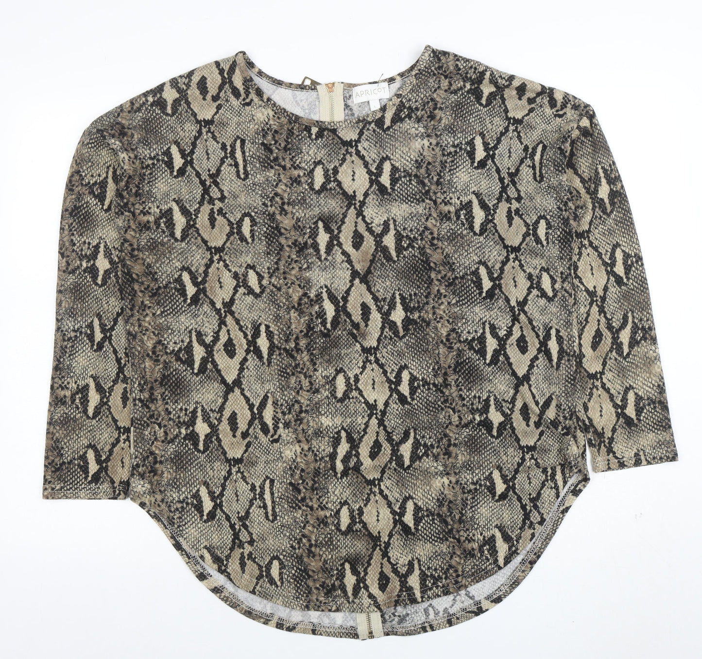 Apricot Womens Brown Snake Print Blouse L 3/4 Sleeve Jersey Top