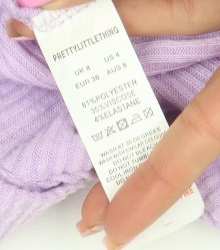 PrettyLittleThing Womens Purple Collared Button Long Sleeve Shirt Dress Size 8