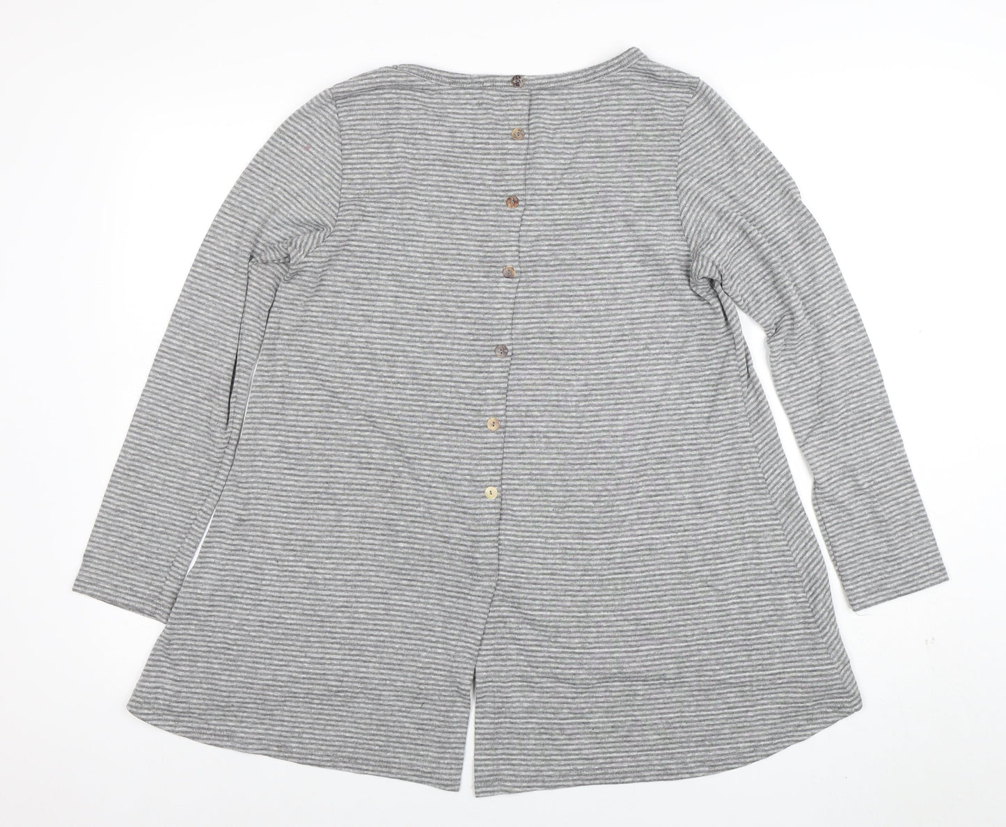 Coin 1804 Womens Grey Striped Long Sleeve Jersey T-Shirt Size M