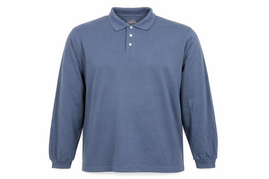Hawkshead Men’s Blue Long Sleeve Cotton Polo Shirt Size L
