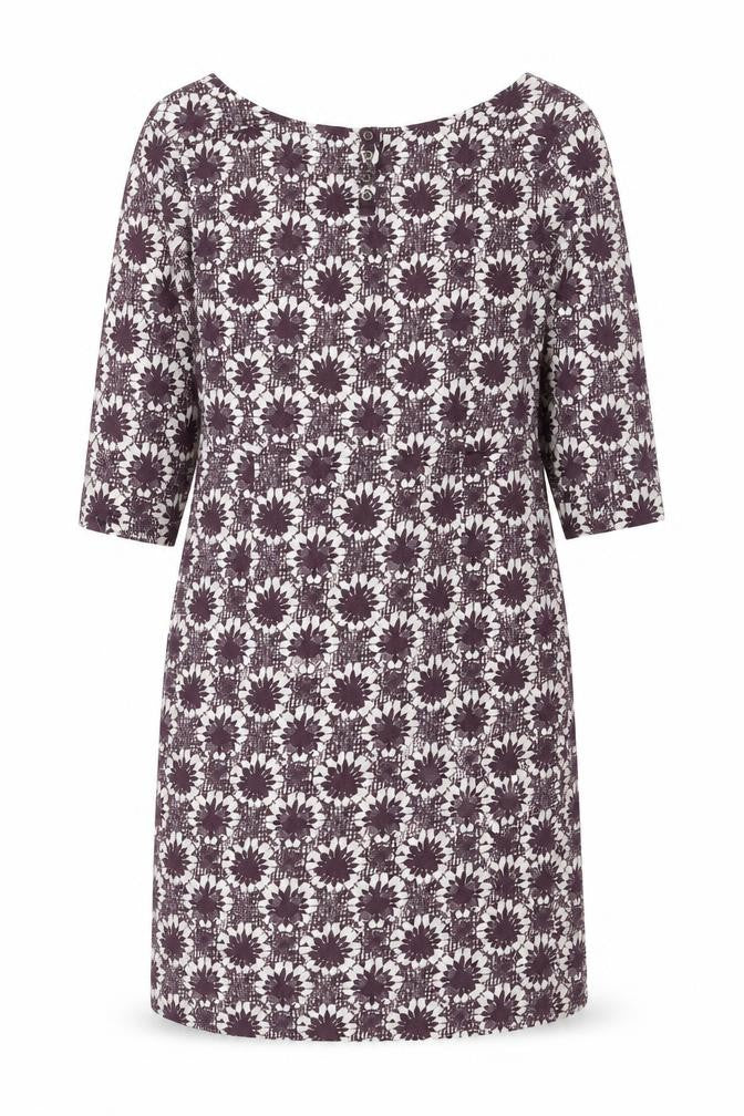 White Stuff Women's Brown Floral Cotton Shift Dress Size 12