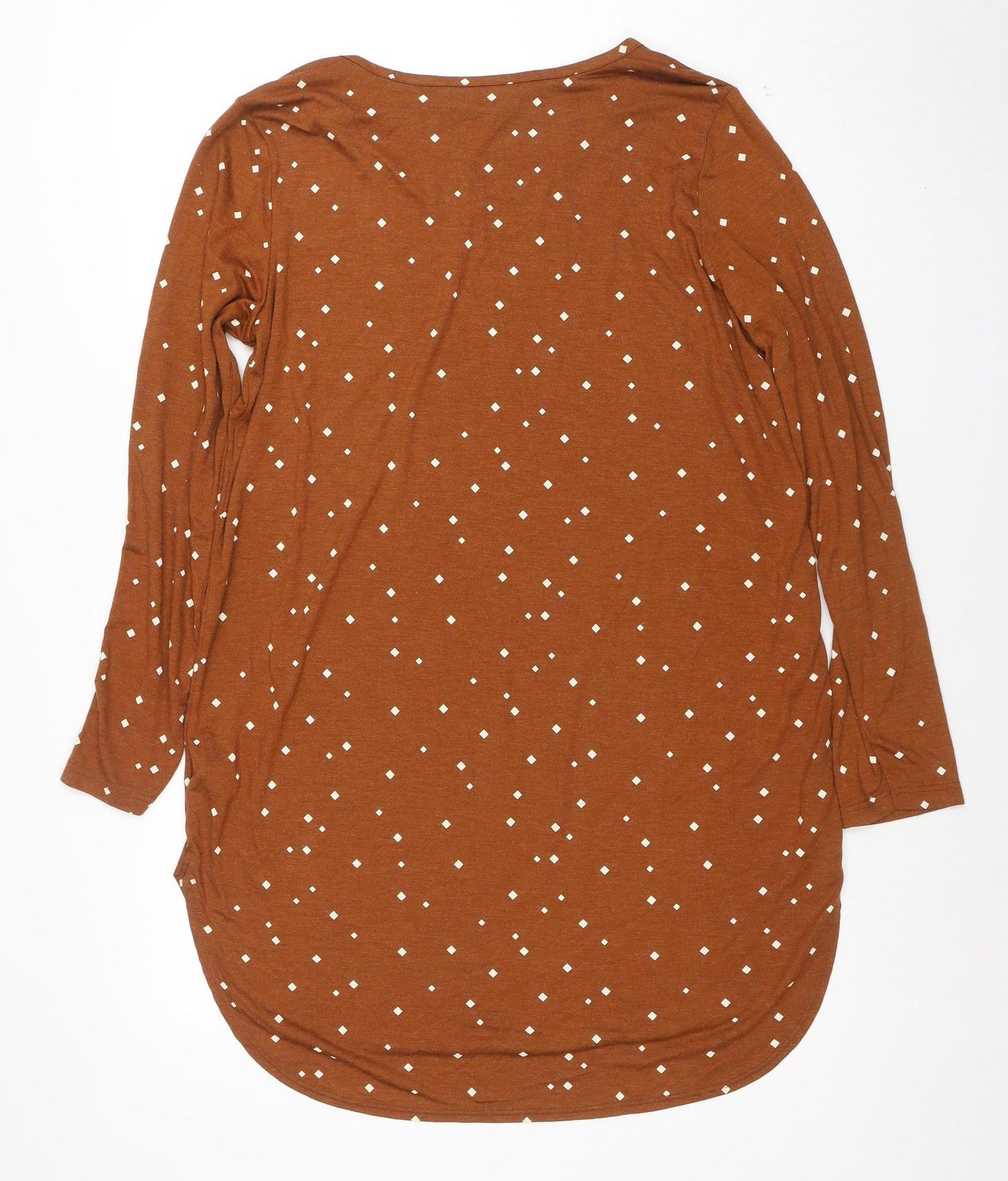 Next Womens Brown Polka Dot Long Sleeve Shift Dress Size 18