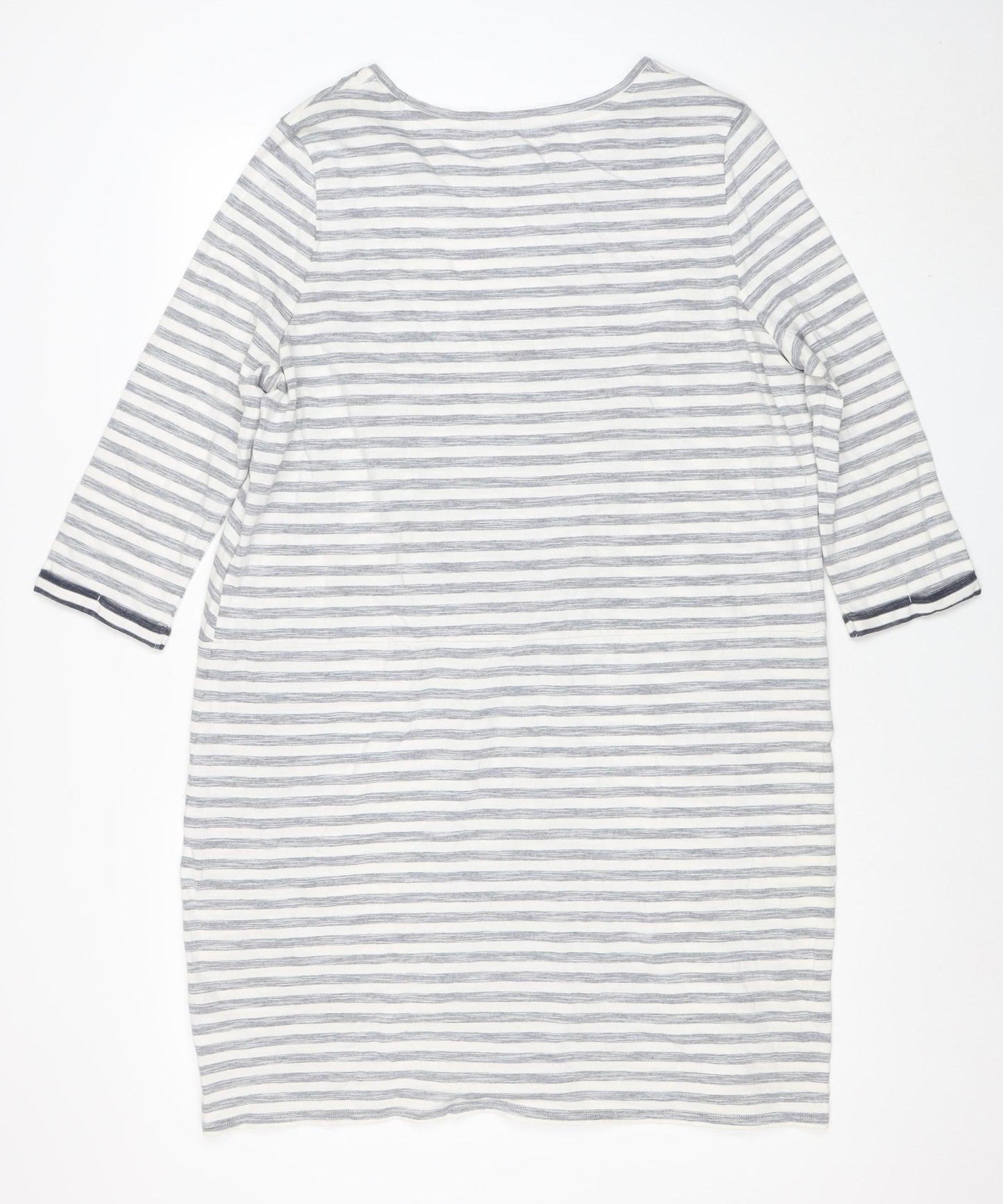 DASH Women’s White & Navy Striped Cotton Tie Front Shift Dress Size 16