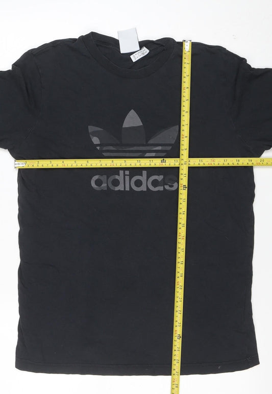 adidas Mens Black Short Sleeve Cotton Graphic T-Shirt Size M