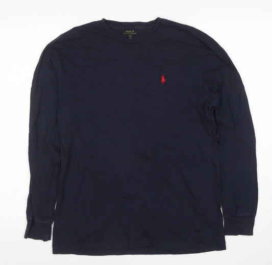 Ralph Lauren Men’s Blue Long Sleeve Cotton Crew Neck T-Shirt Size S