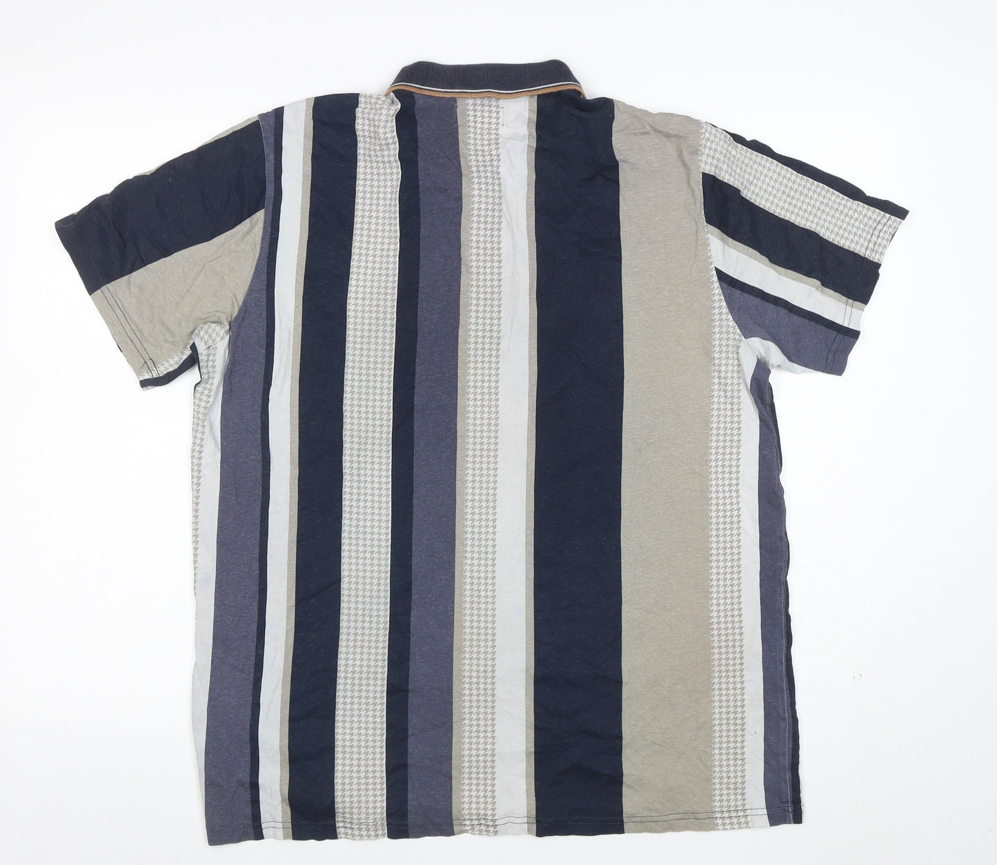 EASY Men's Multicoloured Striped 1/4 Zip Cotton Polo Shirt XL