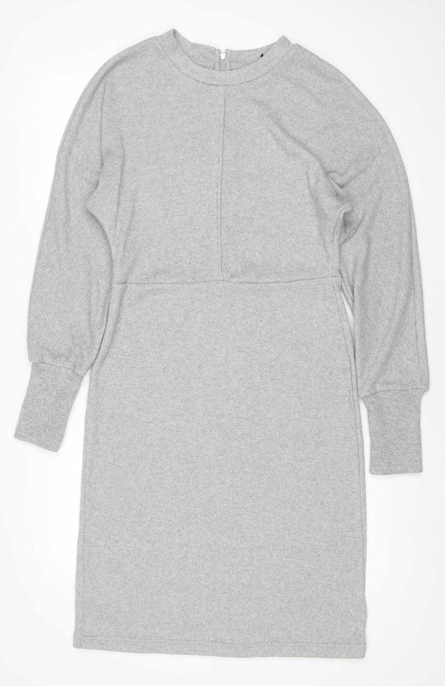 Next Women Grey Size 10 Bodycon Knit Long Sleeve Dress