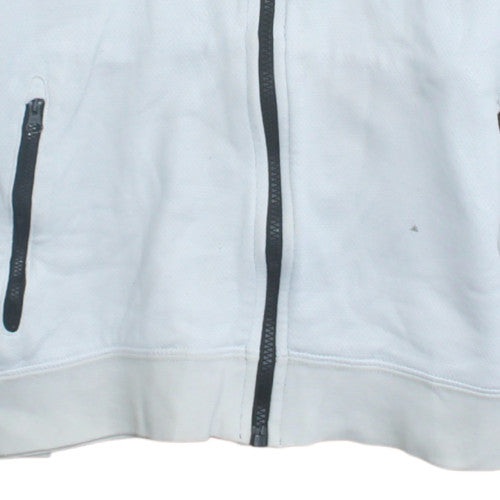 Nike Men's White and Grey Full Zip Hoodie Size M