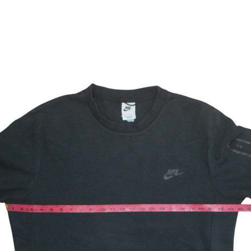 Nike Women Black L Sweatshirt Crew Neck Long Sleeve Fleece Cotton