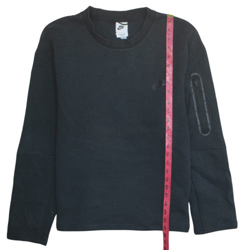 Nike Women Black L Sweatshirt Crew Neck Long Sleeve Fleece Cotton