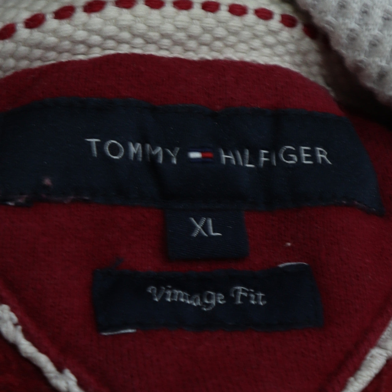 Tommy Hilfiger Men's Red XL Pullover Hoodie with Logo