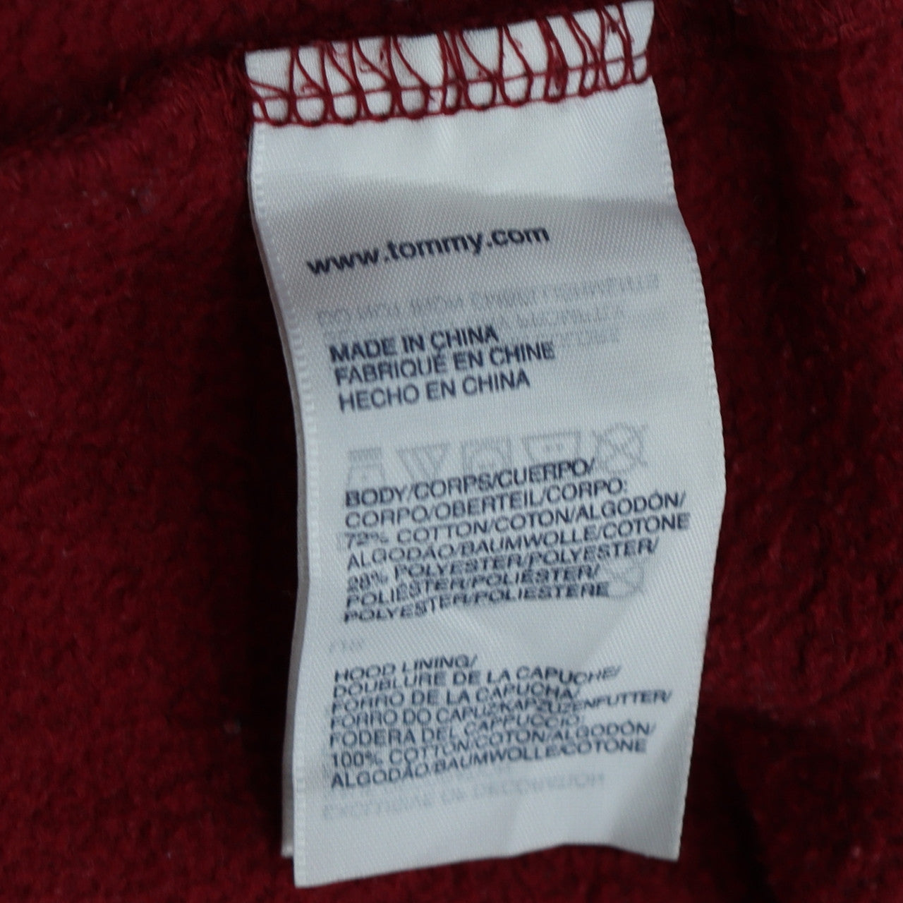 Tommy Hilfiger Men's Red XL Pullover Hoodie with Logo
