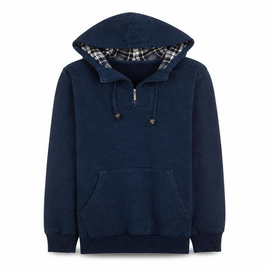Lee Cooper Men's Blue L 1/4 Zip Hooded Sweatshirt Regular Fit