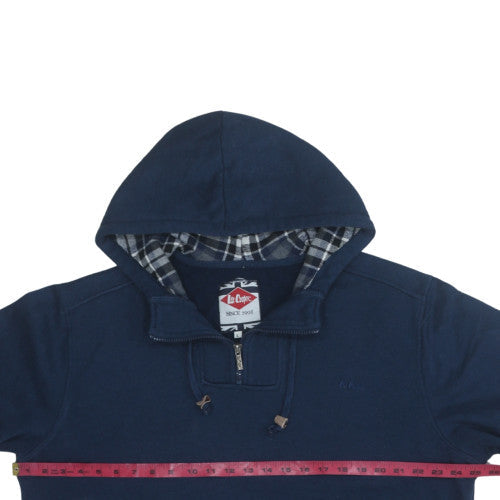 Lee Cooper Men's Blue L 1/4 Zip Hooded Sweatshirt Regular Fit