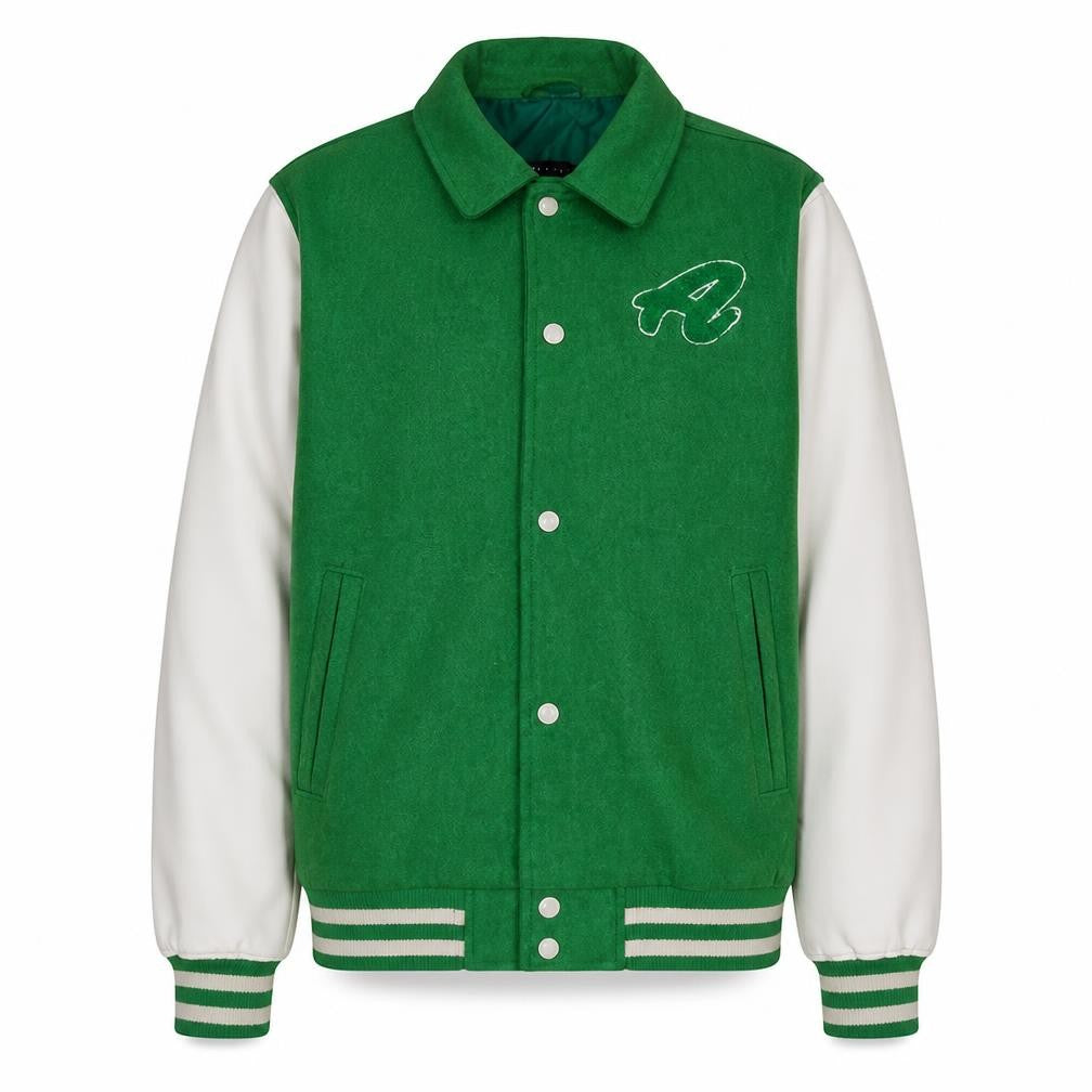 ASOS DESIGN Men's Green Varsity Jacket M Wool Blend Casual