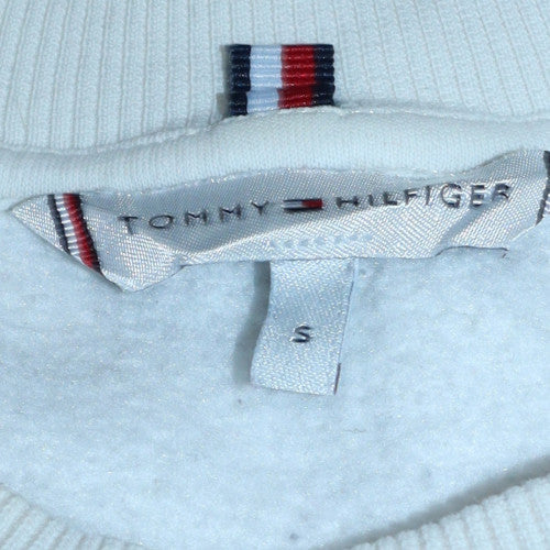Tommy Hilfiger Womens White Embroidered Crest Sweatshirt S