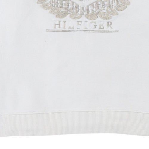 Tommy Hilfiger Womens White Embroidered Crest Sweatshirt S