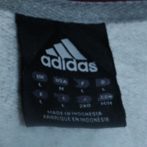 Adidas Men's Grey Burgundy Pullover Hoodie Size L Graphic 1949 Sports Style