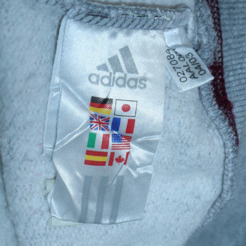 Adidas Men's Grey Burgundy Pullover Hoodie Size L Graphic 1949 Sports Style