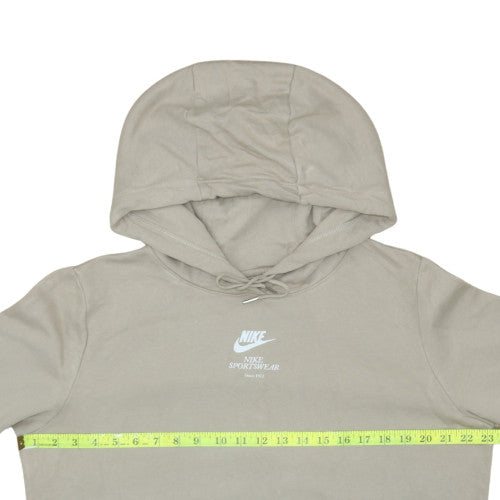 Nike Women Beige Pullover Hoodie M Cotton Blend Sportswear