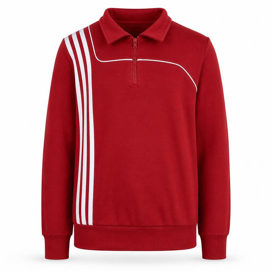 Adidas Boys Red 1/2 Zip Sweatshirt 164cm Cotton Blend Long Sleeve