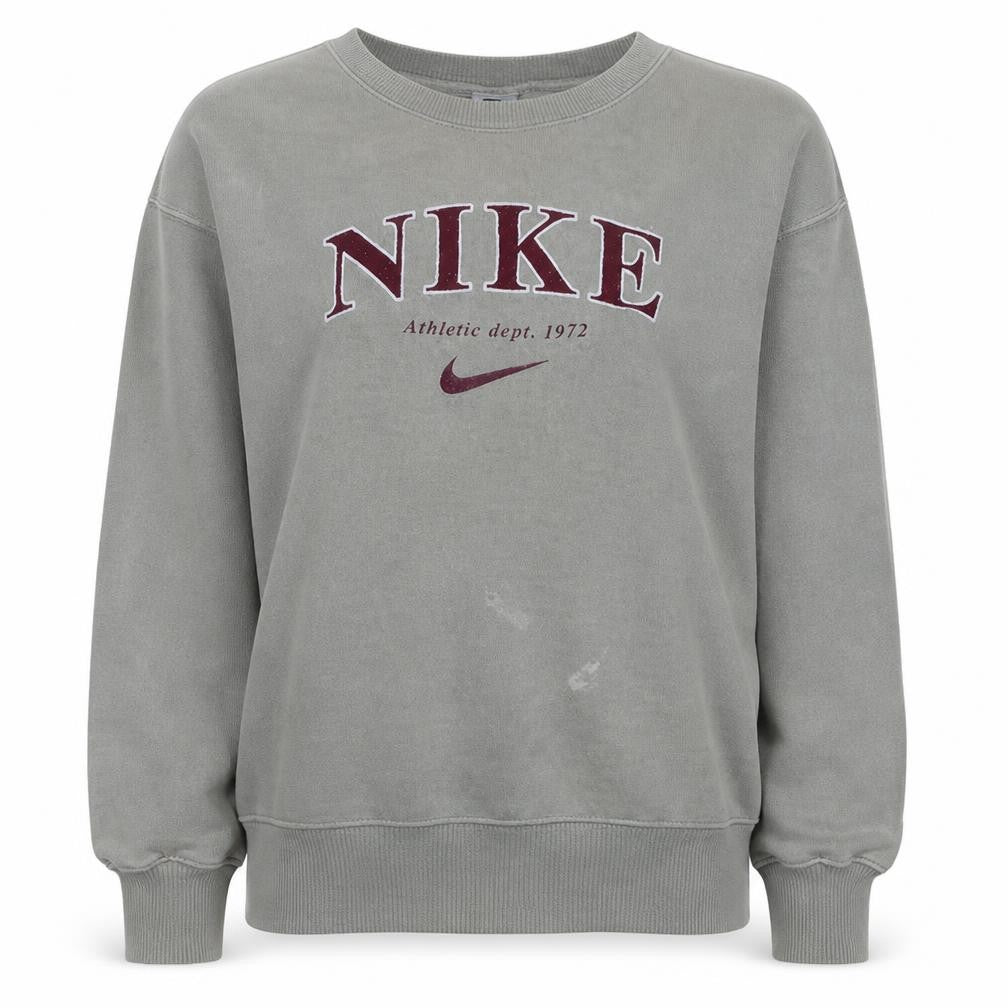 Nike Women's Beige XS Crew Neck Pullover Sweatshirt with Logo Print