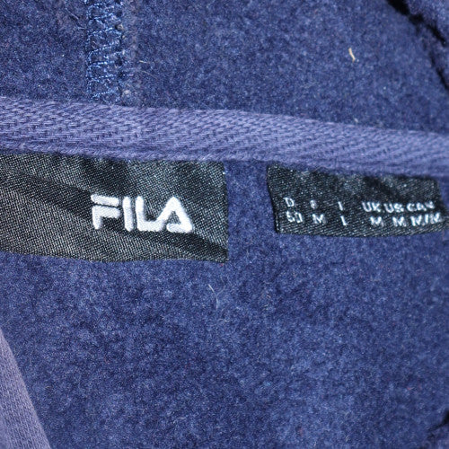 Fila Men Blue Full Zip Hoodie M Sports Logo Cotton Blend