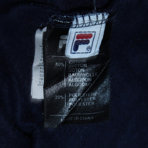 Fila Men Blue Full Zip Hoodie M Sports Logo Cotton Blend