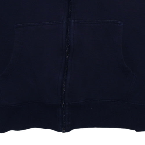 Fila Men Blue Full Zip Hoodie M Sports Logo Cotton Blend