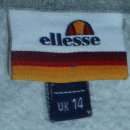 Ellesse Womens Grey Pullover Hoodie UK 14 Cotton Blend Logo