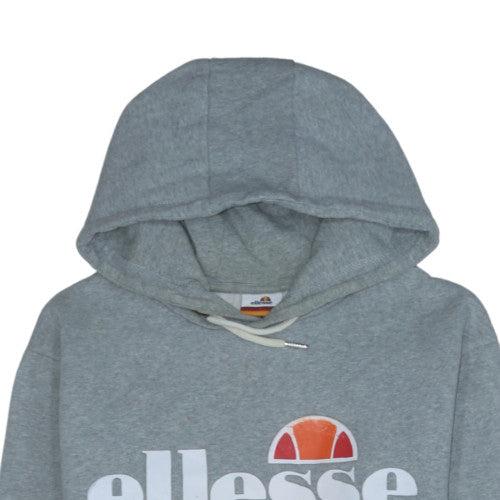 Ellesse Womens Grey Pullover Hoodie UK 14 Cotton Blend Logo