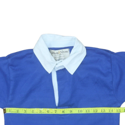 Aitken & Niven Boys Blue Long Sleeve Rugby Polo Shirt Size S