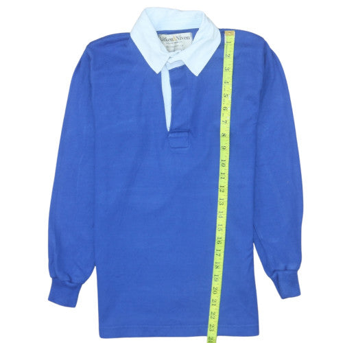 Aitken & Niven Boys Blue Long Sleeve Rugby Polo Shirt Size S