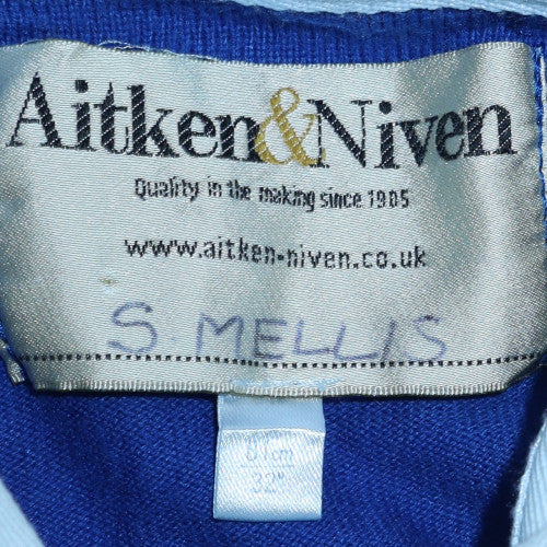Aitken & Niven Boys Blue Long Sleeve Rugby Polo Shirt Size S