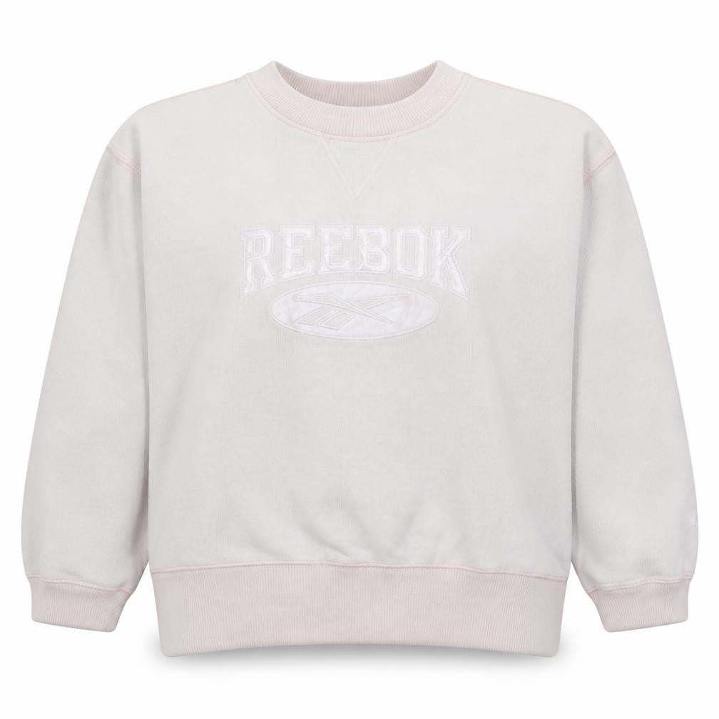 Reebok Women Beige Crew Neck Pullover Sweatshirt Size 12