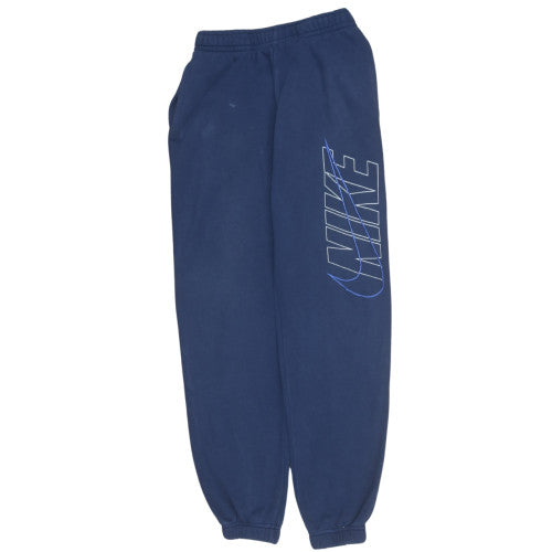 Nike Men's Blue Fleece Sweatpants Size S Elastic Waist Logo Joggers