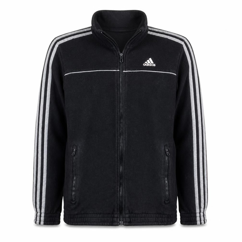Front view of Adidas Men's Black Small Track Jacket Full Zip Cotton Activewear