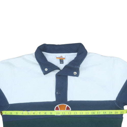 Ellesse Men's Blue Colourblock Collared Henley Sweatshirt M