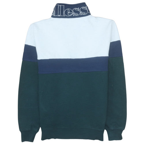 Ellesse Men's Blue Colourblock Collared Henley Sweatshirt M